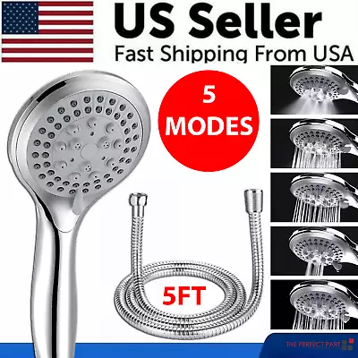 High Pressure Shower Head 5 Settings Handheld Shower Heads Spray With 5 FT Hose • $9.99