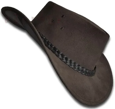 【oZtrALa】 AUSTRALIAN Outback Suede LEATHER Hat Cowboy Men Women Kids Aussie HL32 • $47.29