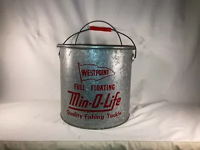 Vintage Westpoint Full Floating Min-O-Life Bait Minnow Bucket Fishing Galv. Pail • $59.95