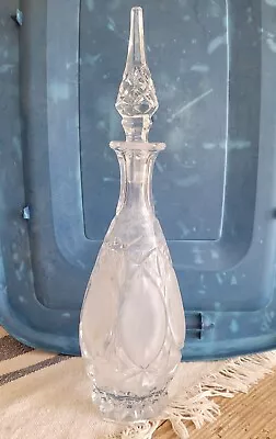 Large Vintage Cut Crystal Decanter & Stopper Stunning 17.5 Inches • $32