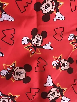 Disney Mickey And Stars  “M Is For Mickey” Cotton Fabric BTY 36”x44” • $11.99