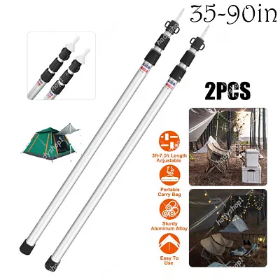 2Pcs Adjustable Aluminum Alloy Camping Tarp 90  Telescoping Tent Canopy Poles • $29.99