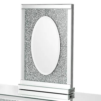 Luxury LED Mirrored Glass Dressing Table Cushioned Stool Make Up Mirror Vanity- • £19.99