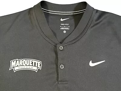MARQUETTE University Soccer Nike Shirt Men Size LARGE Black Henley Dri-Fit • $26.99