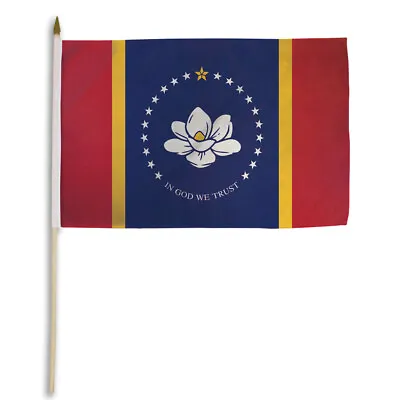1 Dozen Mississipp'i Magnolia Flags 12x18in Stick Flag State Of MS Magnolia Flag • $26.95