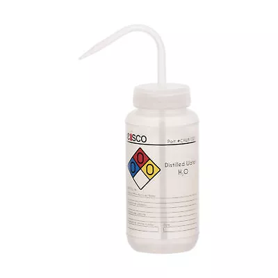 Distilled Water Wash Bottle 500ml - Wide Mouth - LDPE - Eisco Labs • $12.99