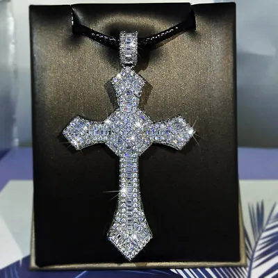 Hip Hop Cross Pendant Necklace Religious Jewelry Bling Platinum Plating Men Gift • $22.07