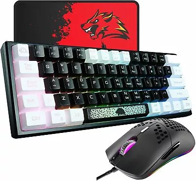 Gaming Keyboard 60 Percent 61 RGB Rainbow Backlit Programmable Keys+Mouse Set • $49.88