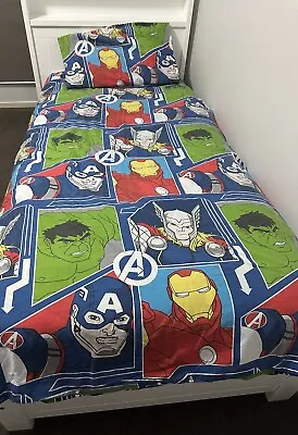 Marvel Avengers Childrens Single Bed 2 Sided Doona Cover With Pillow Case • $23.15