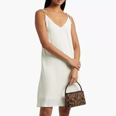 Tigerlily Slip Crepe Dress Womens Size 8 Cream Lined Above Knee Lightweight Tie • $29.99