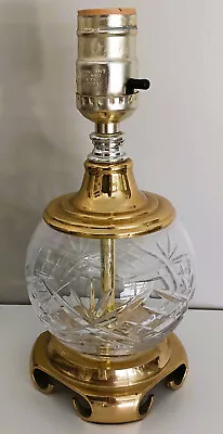 Waterford Crystal Boudoir Bedside Lamp 9  Accent Desk Asian Brass Base • $95