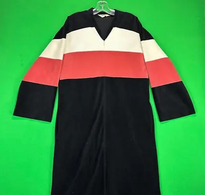 Vtg Vanity Fair Women's Medium Zip Up Velvet Stripe Housecoat Robe Long Sleeve • £24.80