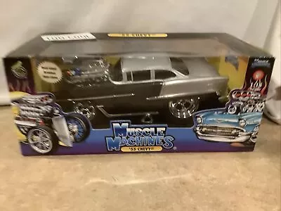 1/18 Muscle Machine  1955 BLACK & SILVER CHEVY BELAIR COUPE  RARE • $179.95