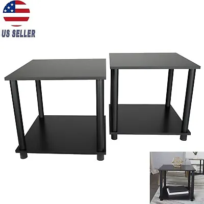 Set Of 2 Sofa Side Table Coffee End Table 2 Tier Shelf Unit Living Room Bedroom • $22.29