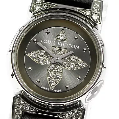 LOUIS VUITTON Tambour Bijou Q151K Diamond Gray Dial Quartz Ladies Watch_805777 • $1048.14