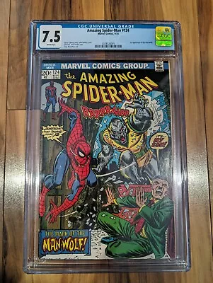 Marvel Amazing Spider-Man #124 7.5 CGC 9/73 1st Appearance Man-Wolf • $99