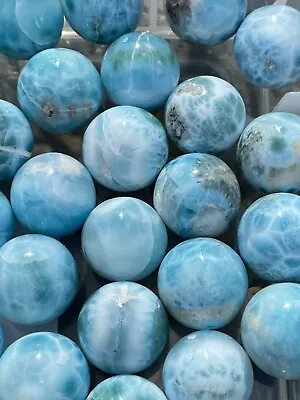 Larimar Ball Deep Blue Dolphin Stone  AAA+ : Peace: Love : Tranquility 14/16g • £21.99