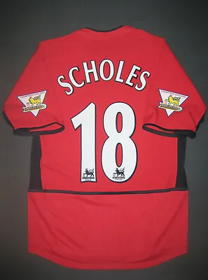 2002-2004 Nike Manchester United Paul Scholes Short Sleeve Jersey Shirt England • $329.99