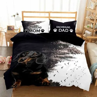 Dachshund Doona/Quilt/Duvet Cover Single/Double/Queen/King Bedding Set Abstract • $37.13