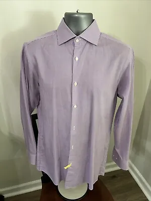 HUGO BOSS Sharp Fit 15 1/2 -32/33 Spread Collar Check Cotton Dress Shirt • $17