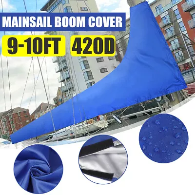 Main Sail Cover For 9-10 Ft Boom Sail Waterproof 420D Oxford Sail Protector Blue • $37.99