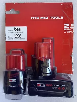 Genuine Milwaukee M12 REDLITHIUM XC 4.0ah + FREE M12 2.0 Battery • $71.98