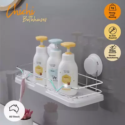 Shower Rack Bathroom Caddy Caravan Accessories Storage Shelf SS Suction • $29.90