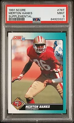 1991 Score Supplemental #78t Merton Hanks Psa 9 Mint Rookie Rc 49ers • $29.95