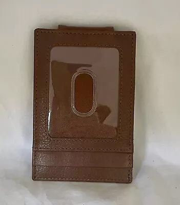 BROWN LEATHER EDC Thin Card Wallet Magnetic Holder Credit Card Case Sheepskin • $25.99