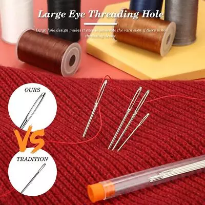 9 Pcs Hand Sewing Large Eye Needles For Wool Thick Or Darning Yarn Tools USN • $1.41