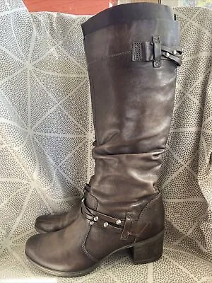 MIZ MOOZ Tall Boots Sz 10M EU 42 Brown Soft Leather Verona Collection 2”Heel EUC • $59.95