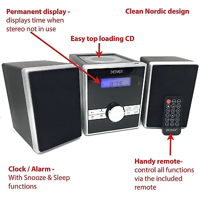 £34.95 • Buy CD Player Hi-Fi Music Micro System Denver MCA-230 FM Radio Remote Control 