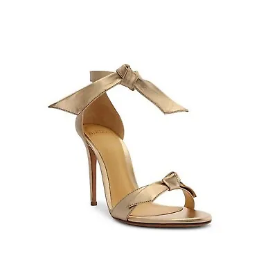 $300 • Buy ALEXANDRE BIRMAN Clarita Metallic Ankle Strap High Heel Sandals Golden US 6