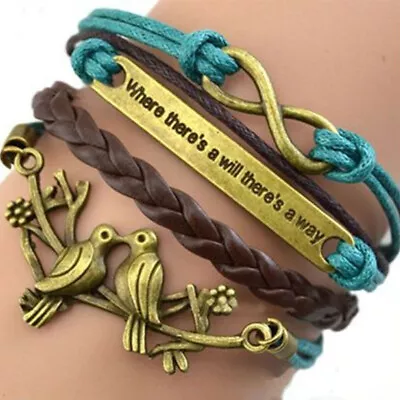 DIY Braided Bracelet Infinity Friendship Multilayer Charm Leather Bracelets K024 • $0.01