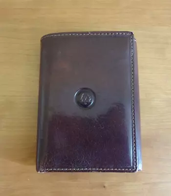 Vintage Men's Vera Pelle Emporio Valentini Brown Leather Trifold Slim Wallet • $20