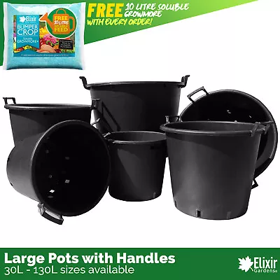 Heavy-Duty Plastic Container Pots/Tubs With Handles | 7 Sizes | 30 - 130 Litre • £35.99