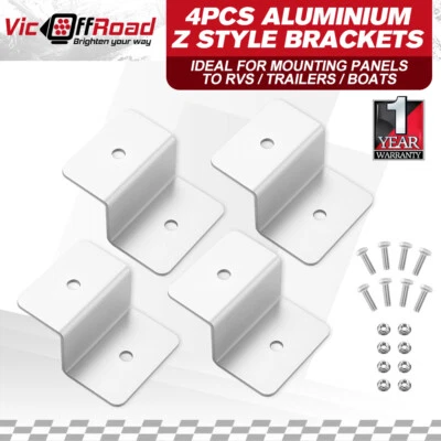 $10.95 • Buy 4 Pcs Solar Panel Z-Bracket  Mounting Flat Roof Yacht RV Mount Aluminum Kit