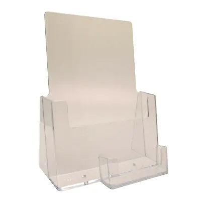 Leaflet Holder Flyer Brochure Dispenser A5 & Business Card Holder Display Stand • £9.73