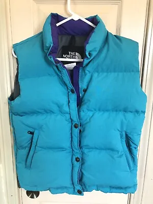 Vintage The North Face Womens Small Blue Full Zip Puffer Goose Down Vest • $45