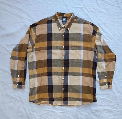 18 East Wolf Button Down - Citrus/Burgundy Madras Size XXL Worn  • $10