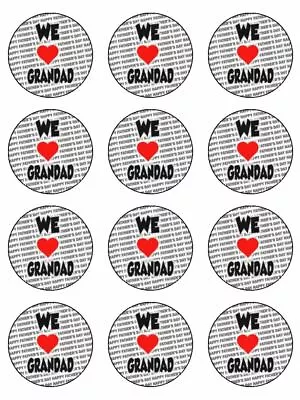 I Love Grandad Fathers Day  Edible Cupcake Toppers Wafer Icing X 12 • £4.72