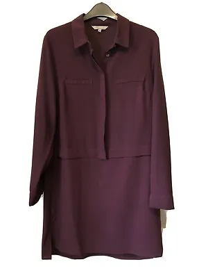 £3.90 • Buy Peacocks Women's Shirt Dress Size 10 Button Up Maroon Side Slits High Low Hem 