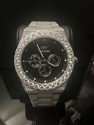 GLD Iced Alpha Era Watch Iced Out White Gold With Black Face • $315