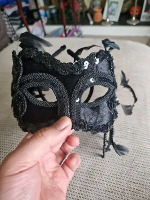 Glitter Masquerade Mask Stag Hen Party Balls Fancy Dress Venetian With Feathers • £14.95