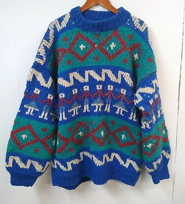 Joma 100% Wool Sweater Multicolor Handmade Ecuador Long Sleeve Chunky Heavy Knit • $50.99