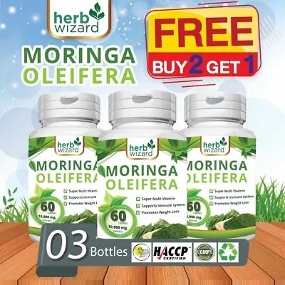 180 Natural Moringa Tablets 10000mg Per Tablet Strong Leaf Pure Extract Powder • £15.25