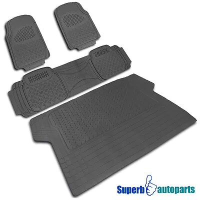 2 Front+1 Rear+1 Cargo Weather Custom Heavy Duty Rubber Floor Mats 4PC Gray • $43.98