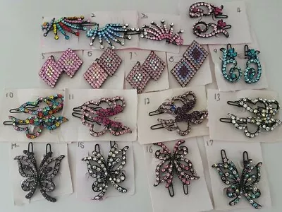 £2.99 • Buy Ladies Girls Diamante Hair Clips Grips Slides Kirby Wedding Pins