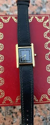 Vintage Cartier Must Tank Gray Dial Roman Index Womens Quartz Replated Watch !! • $1849.99