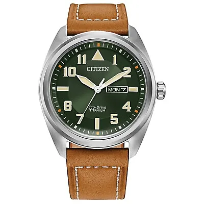 Citizen Eco-Drive Men's Garrison Calendar Brown Leather Watch 42MM BM8560-02X • $149.99